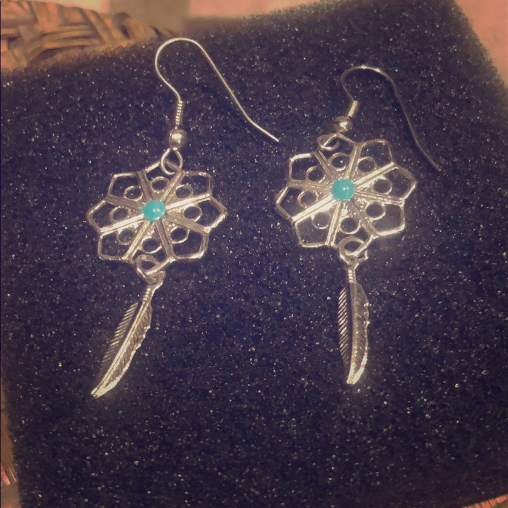 Silver and Turquoise Dangle Earrings